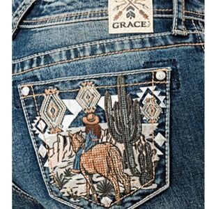 NWT Grace in LA bootcut with embellished pocket.